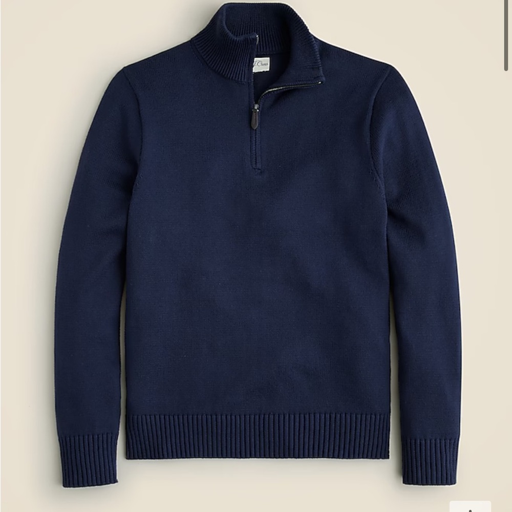 NWT! J.Crew Heritage cotton Navy half-zip sweater. Size XL.